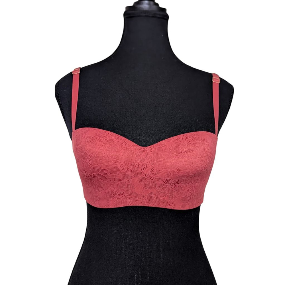 Siella Soft Lace Balconette Bra - Rosewood Pink - NWT - S - Feminine Floral
